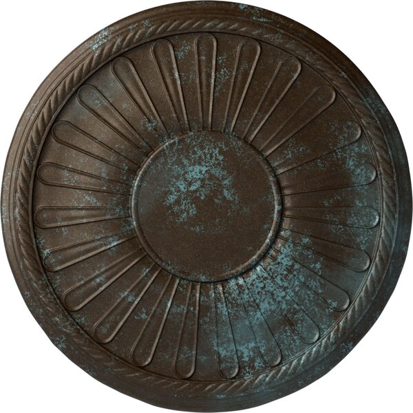 Ekena Millwork Leandros Ceiling Medallion (Fits Canopies up to 6 3/8"), 19 7/8"OD x 1 1/4"P, Bronze Blue Patina CM22LNBBS - main